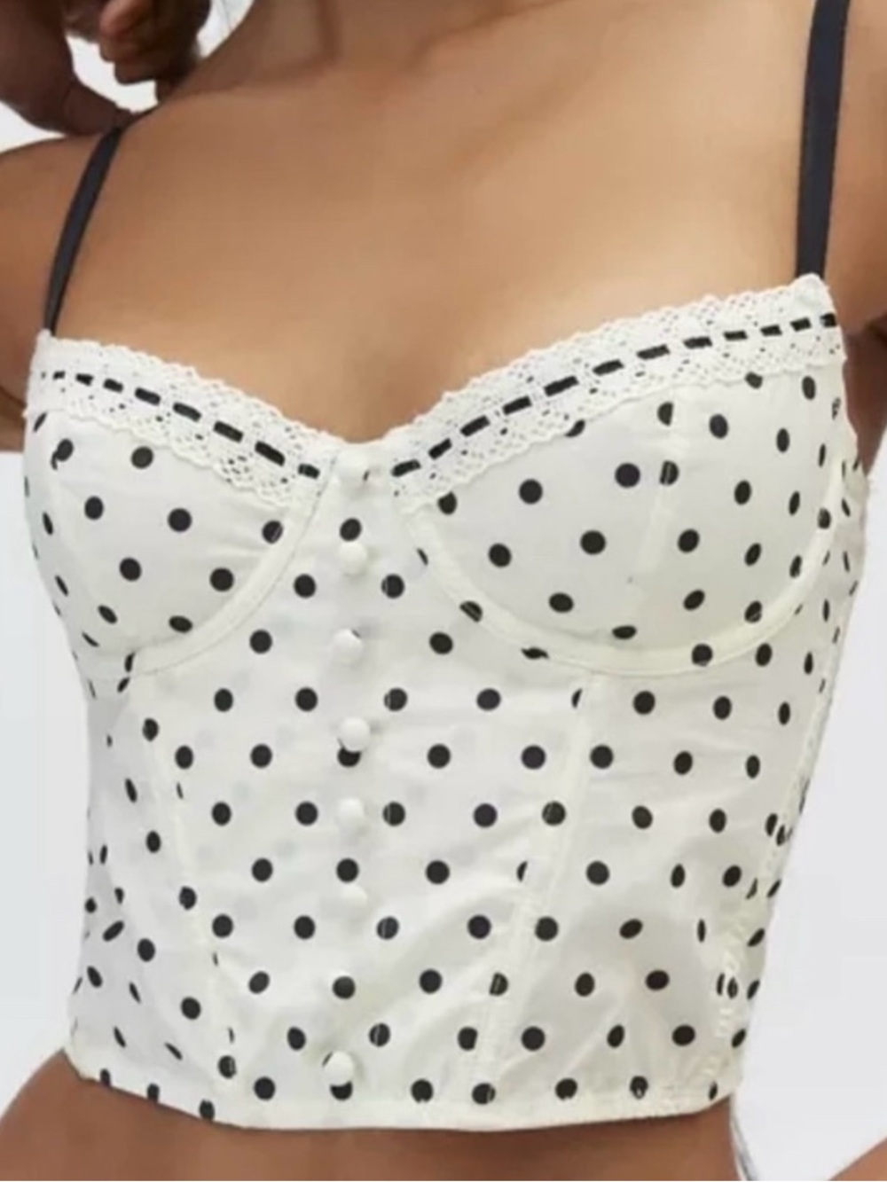 Dehlia Out From Under Polka Dot Ribbon Trim Corset Top Size S NWOT